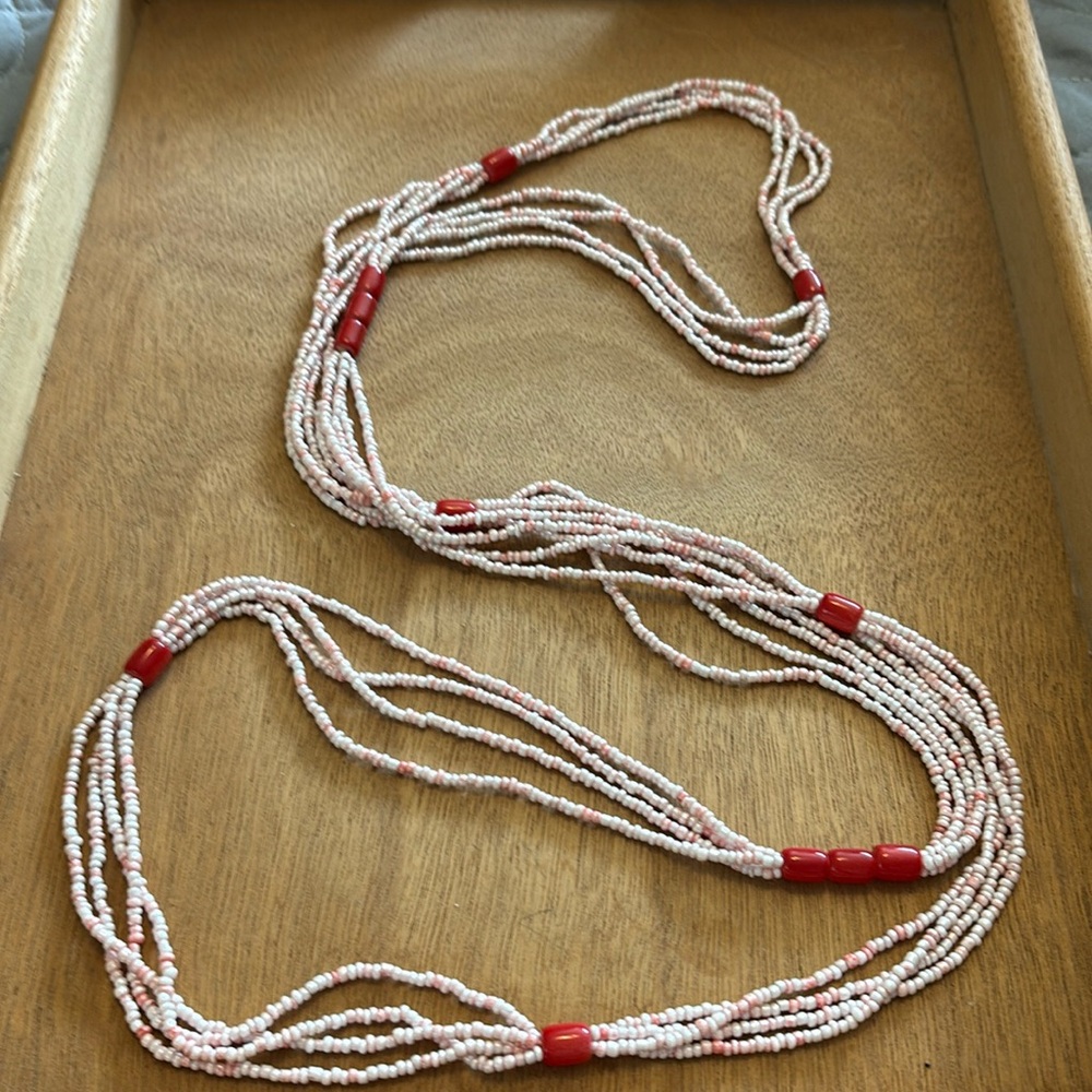 Gorgeous 60” multi strand glass bead necklace